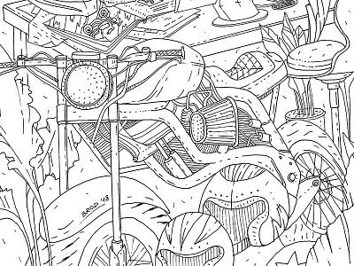 Bike Shop 2 black and white black forest comic book germany illustration ink