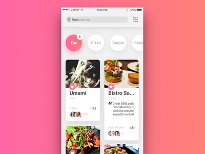 Restaurant List / UI Challenge — Week 11 app application burger figma flat food list location mobile restaurant simple