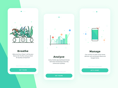 Clairy Onboarding air app clean design illustration mobile onboarding quality smartphone app ui visual design