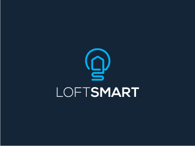 Loft Smart brand bulb creative green home idea letermark loft logo monogram realestate smart