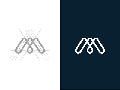 M drop logo adventure drop ink lettermark logo m mark minimal minimalist monogram mountains print symbol water