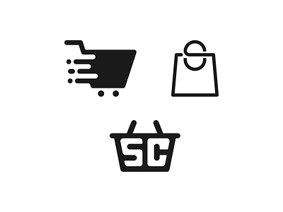 Standard cognition fast icon lettermark logo mark minimalist monogram sc shop shopping shopping cart symbol