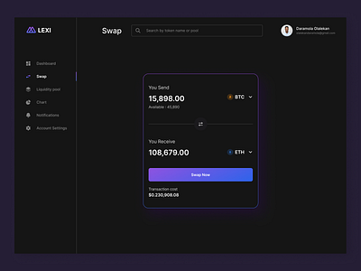 LEXI - Swap blockchain cryptocurrency dashboard excchange swap