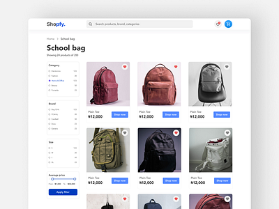 Shopfy ecommerce landing page shop web design