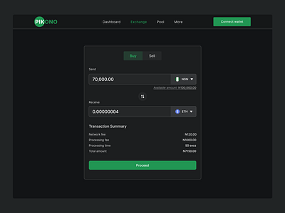 On-Ramp. cryptocurrency darkmode dashboard design eth on ramp ui