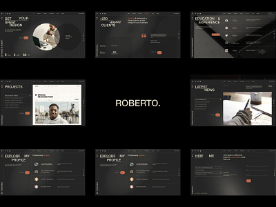 Roberto - CV/Resume Website animation creative cv dark graphic design minimalism modern personal portfolio resume vc vcard web design website