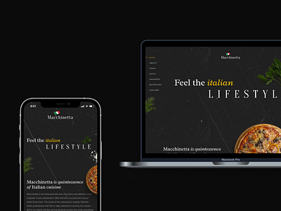 The Macchinetta restaurant dark design food icon illustration rastaurant ui ux uxui