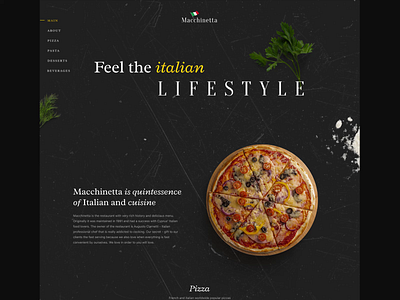 The Macchinetta Restaurant - animation animation dark design landing logo pizza restaurant scroll typography ui ux uxui web design