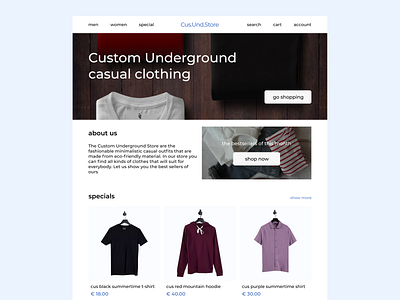 Custom Underground Store - main page experiment