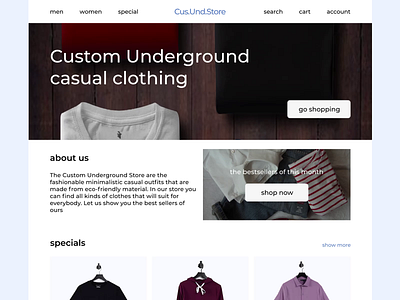 Custom Underground Store - UI hover animation animation clean design hover illustration lightblue typography ui ux uxui web white
