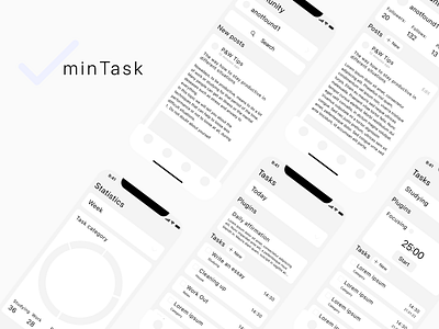 minTask - prototype app design grid logo minimalism mobile productive prototype todolist ui ux uxui white wireframe