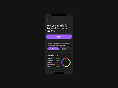Darker - productive technique animation app black clear dark design mobile purple smooth ui ux uxui