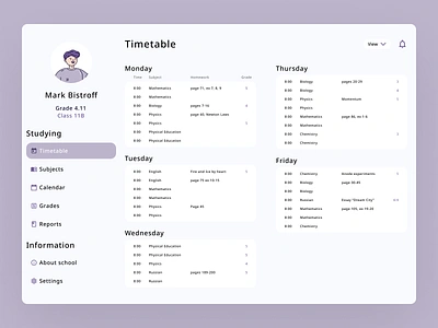 Student's app app black design desktop new purple ui ux uxui web webdesign white