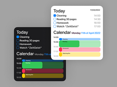 Widgets calendar dark design mobile productive todo ui ux uxui white widgets