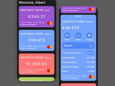 banking app app bank blue card colors design finance ui ux uxui