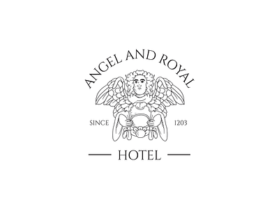 Angel And Royal Hotel - Vintage Illustration Logo Design coat of arms crest family crest heraldic heraldry illustration logo logo design vintage vintage logo