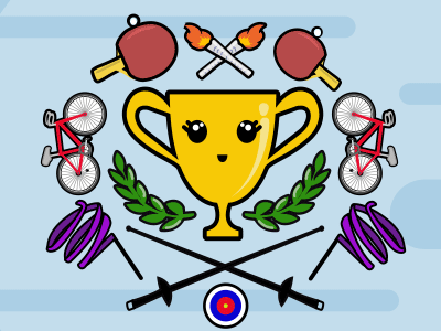 Yay! cute fun illustration olympics rebound sports vector