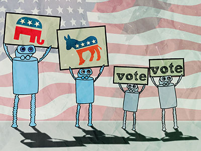 Vote america electionday illustration robots vote