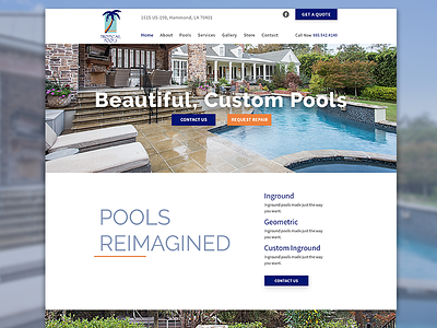 Tropical Pools home page pools ui ux web web design website website design