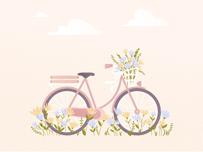 SUMMER DAY 2d artwork bicycle cuteillustration dribbble flatillustration flowers graphic design illustration summer