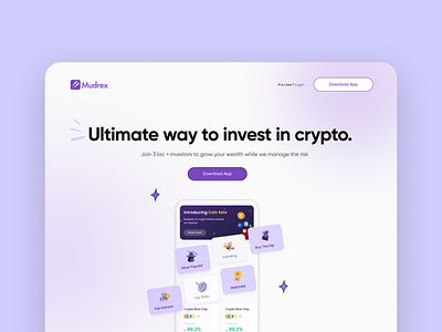 Hero Section - Crypto App hero section landing page visual design web 3