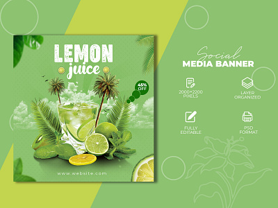 Lemon Juice Social Media Post Design
