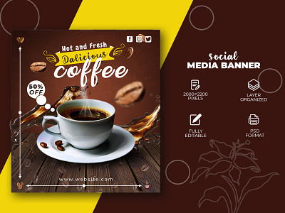 Coffee Social Media Post Design ads banner banner design coffee design facebook banner graphic design illustration instagram banner instagram story media modern design social social media post ui