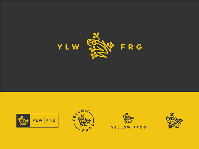 Yellow Frog brand branding frog icon identity illustration logo minimal responsive yellow