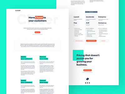 Closer - simple landnig page design landing page logo product typography ui ux web website