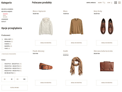 Avante - Product list ecommerce fashion product shop ui ux web website