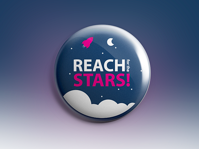 Reach for the stars! moon pin button reach for the stars rocket stars