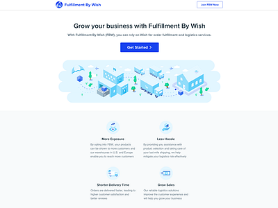 Fulfillment By Wish Splash Page adobe illustrator ecommerce graphic design growth illustration product design shipment shipping sketch splash splashpage wish
