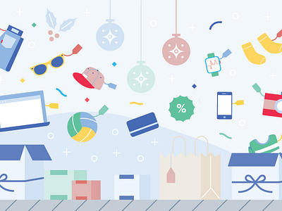 Fulfillment By Wish Holiday Email bags christmas ecommerce gifts graphic design graphic designer illustration ornaments presents price tag products shopping wish