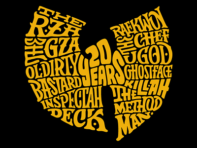 Wu-Tang Clan 20th Anniversary clan design hand drawn hip hop illustration lettering rap wu tang