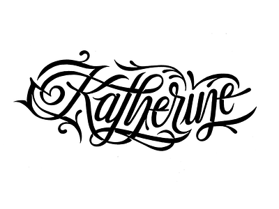 Katherine inked calligraphy interlocking katherine lettering name script