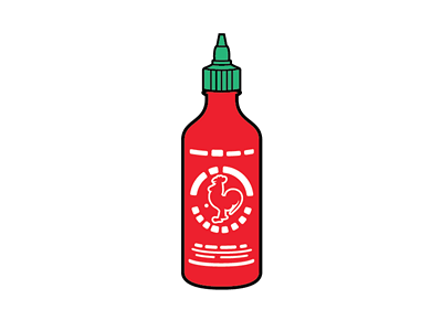 Sriracha Simplified bottle design icon lapel pin sauce sriracha vector