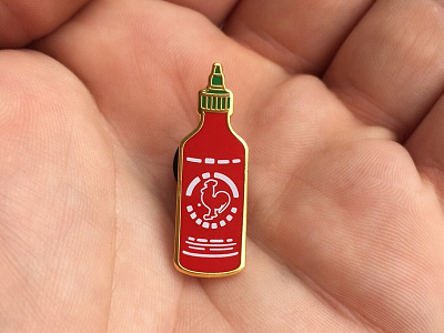 Sriracha Pin Proof bottle design icon lapel pin sauce sriracha