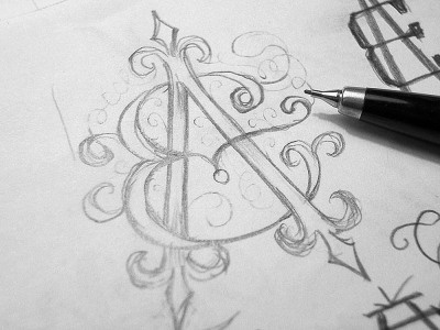 EA Monogram Sketch hand drawn interlocked monogram sketch type typography wip