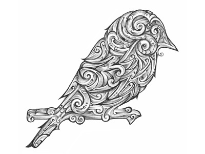 Nerv Grayscale ballpoint bird digitized grayscale hand drawn logo logotype nervmusic pen