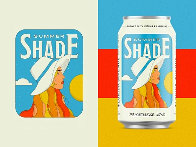 Florida IPA Beer Label beer beer label brewery can florida girl hair illustration ipa label packaging retro summer sun