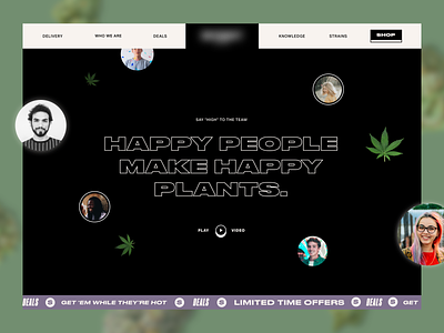 Cannabis Culture Website Screen black and white cannabis culture landing page type ui web