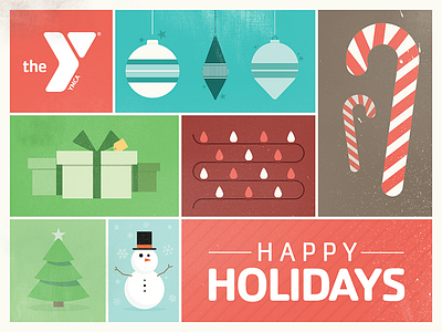 Happy Holidays from the Y christmas grid holidays illustration ornaments snowman tree