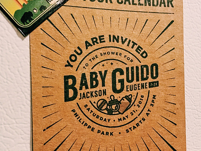 Baby Guido badge illustration invitation invite print shower type