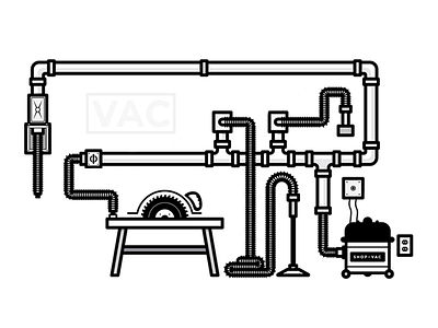 Garage Vacuum System bold illustration monoline outline simple sketch