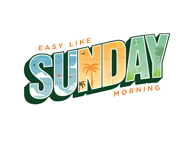 Sunday Morning 3d color illustration poster sunday type