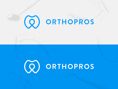 OrthoPros blue branding clean dental dentist health icon logo mark medical teeth