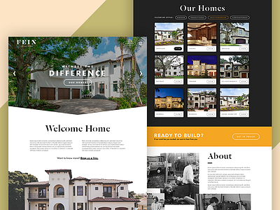 Fein Custom Homes clean home interface landing layout modern web website