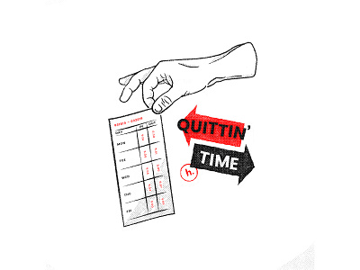 Quittin' Time halftone hand illustration pattern red rough stroke texture textured vector