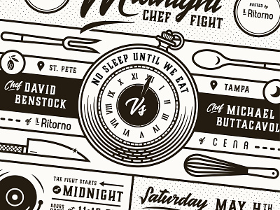 Midnight Chef Fight clean design event fight florida food illustration print restaurant social typography vector