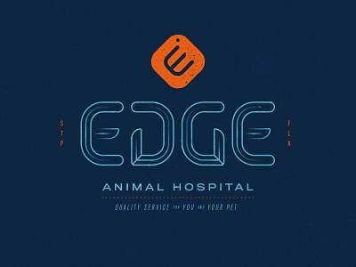 Edge Animal Hospital animals badge badge logo blue branding branding design cat dog icon lockup logomark logotype orange pet vet veterinarian
